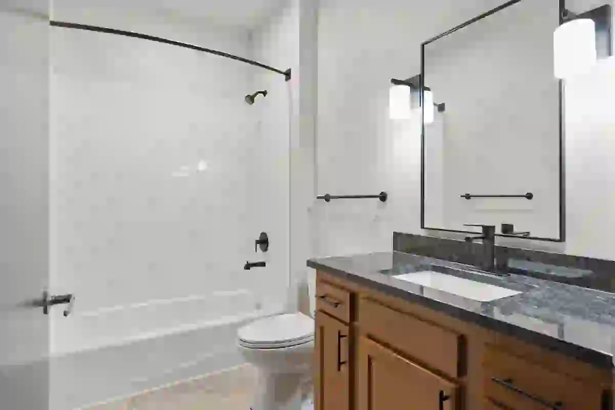 Modern upgraded private bathroom in Six Cord Apartments